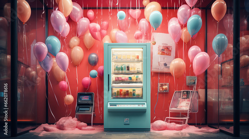 Captivating Vending Machine Dispensing an Array of Delightful Gifts, Delectable Candies, and Scrumptious Snacks in a Whimsical Wonderland of Temptation photo