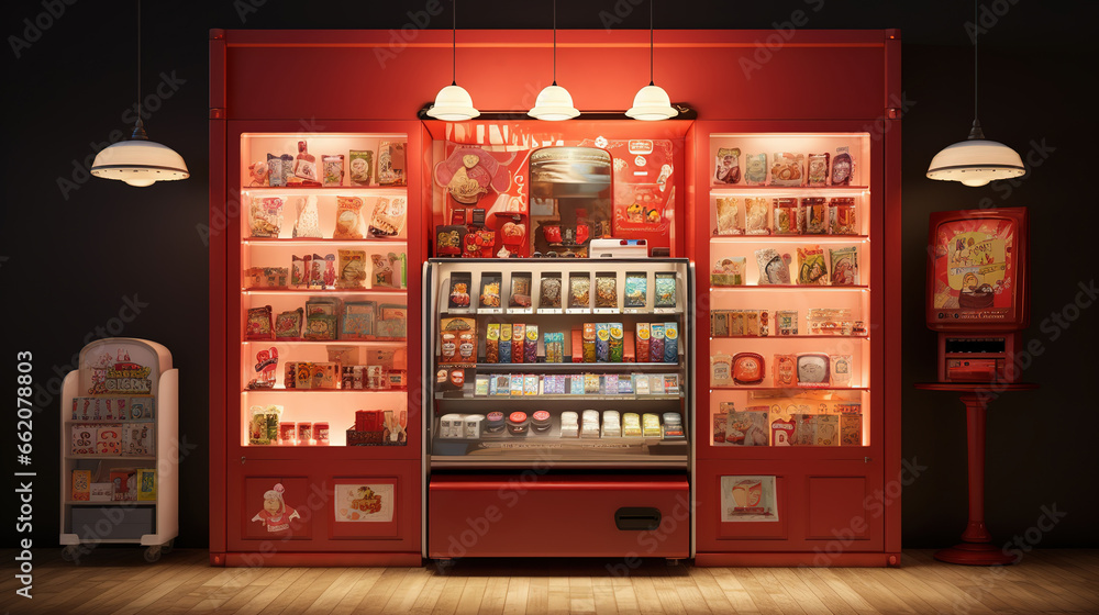 Delightful Vending Machine Dispensing a Wide Array of Tempting Gifts, Delicious Candy, and Mouthwatering Snacks to Satisfy Your Cravings and Sweet Tooth