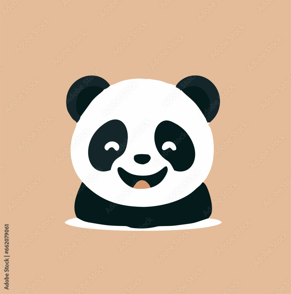 A cartoon smile panda with a pink background A cartoon smile panda with a pink background