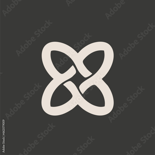 Simple Minimalist Swirl SS monogram, flower, clover leaf logo mark, spinning icon, letter SS with infinity element logo template .vector