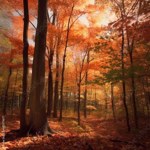 _Autumn_forest_trees_fall_maple_leave AI Generated