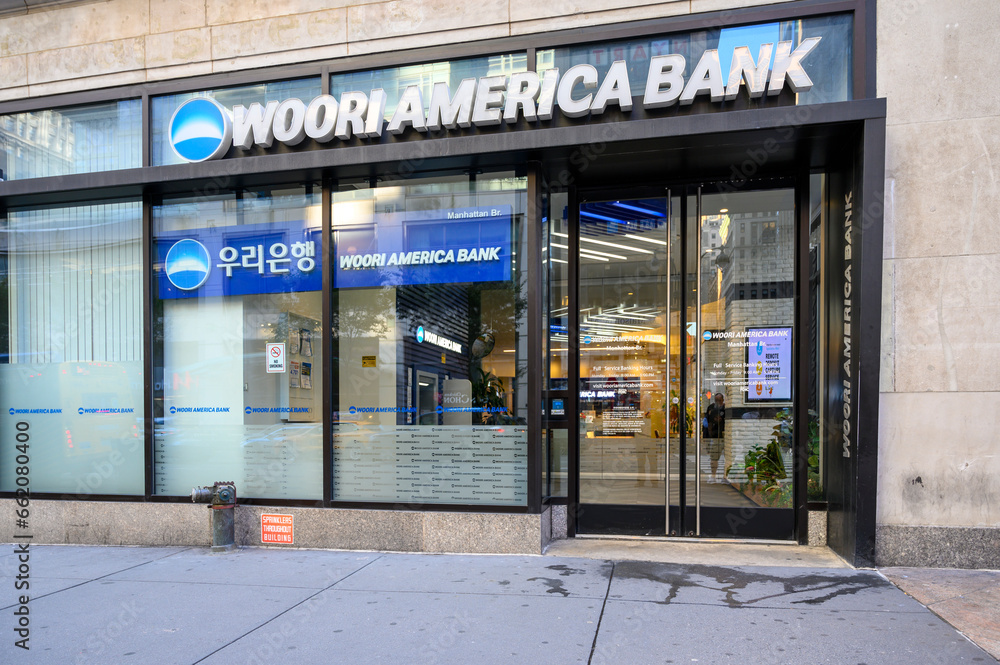 New York, New York, USA October 12, 2023 Woori America Bank branch