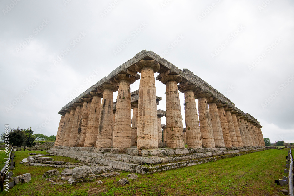 Temple of Hera in Archaeological Park of Paestum - Italy