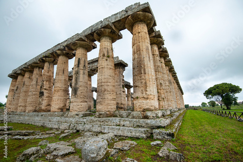 Temple of Hera in Archaeological Park of Paestum - Italy