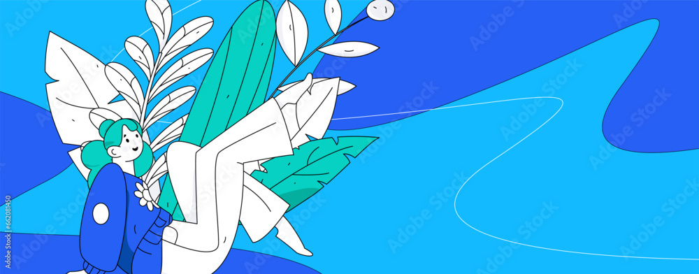 Obraz premium Practicing yoga, physical and mental health, flat vector character concept, operation hand drawn illustration 