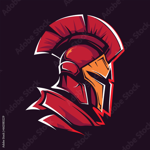 Red spartan esport and mascot logo