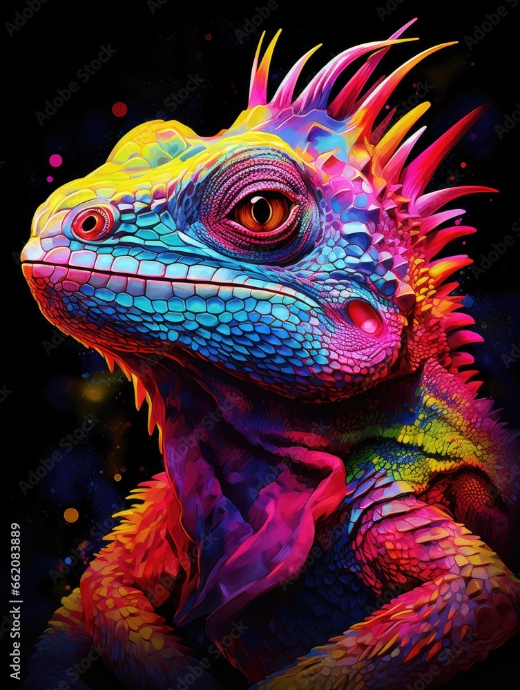 Obraz premium A vibrant and spiky-headed lizard in its natural habitat