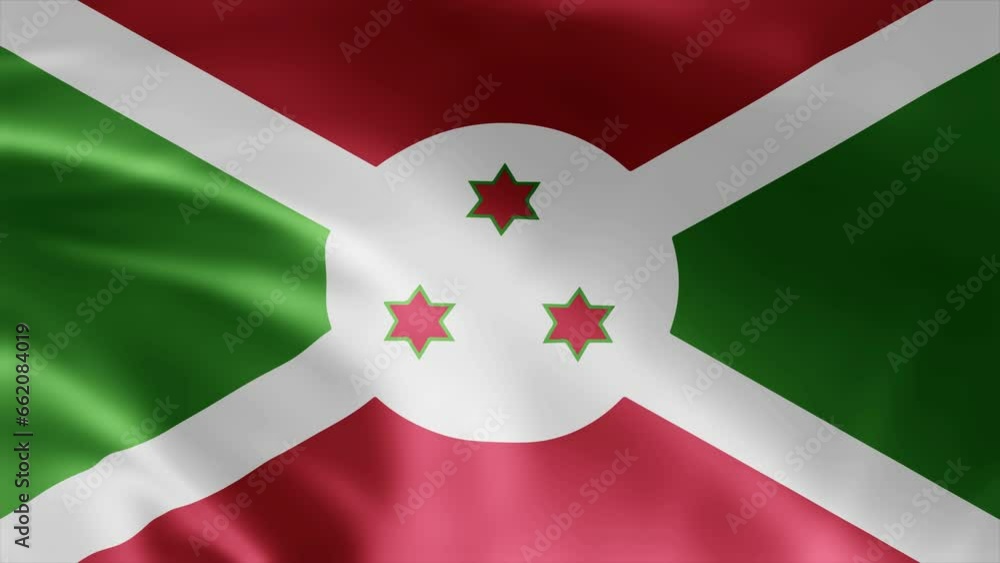 Burundi flag is waving 3D animation. Burundi flag waving in the wind. National flag of Burundi. Flag seamless loop animation 4k. Burundi flag is waving 3D animation. Burundi flag waving in the wind. National flag of Burundi. Flag seamless loop animation 4k.