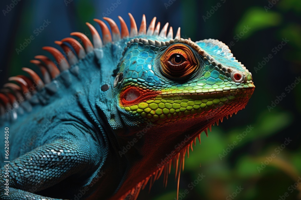 Obraz premium A close-up of a vibrant lizard in its natural habitat