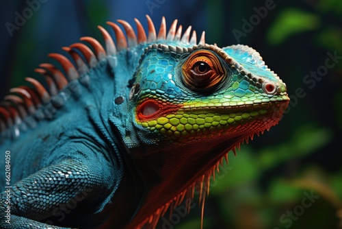 A close-up of a vibrant lizard in its natural habitat