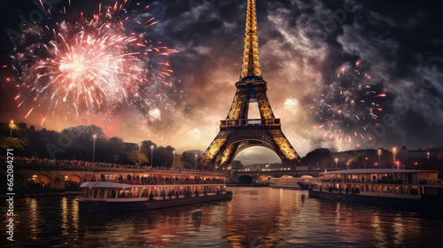Fireworks in France at night on New Year's Eve © jr-art