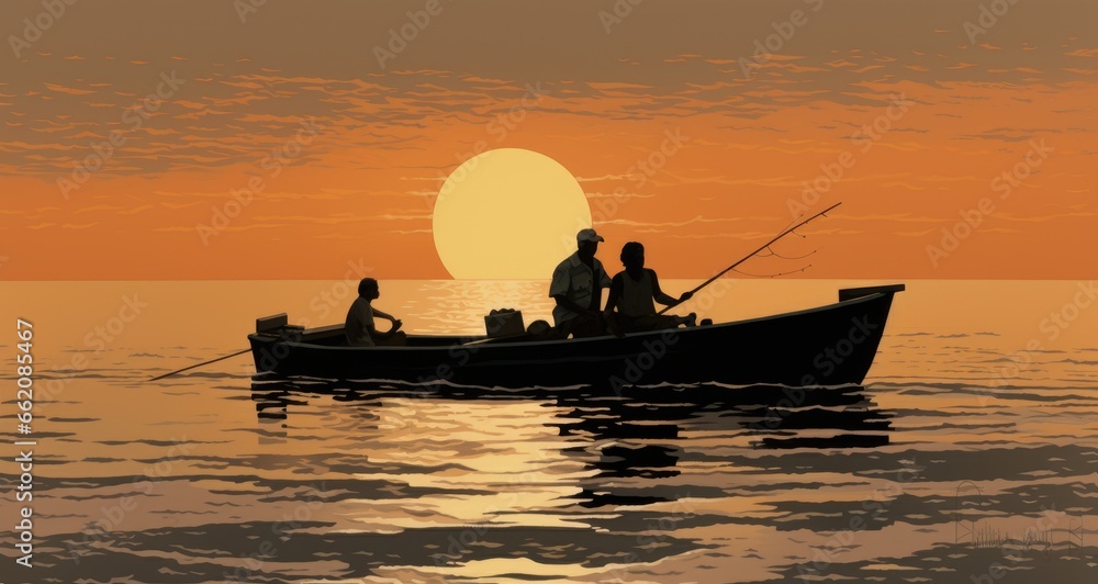 A couple enjoying a peaceful boat ride on a serene lake
