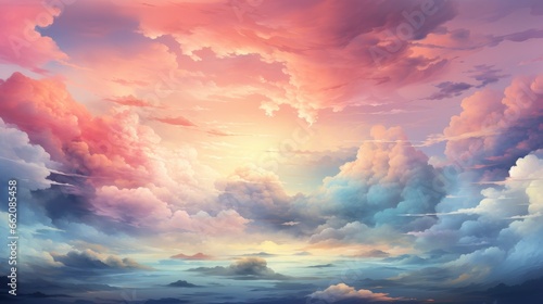 Hand Painted Watercolor Pastel Sky Background, Background Image,Desktop Wallpaper Backgrounds, Hd