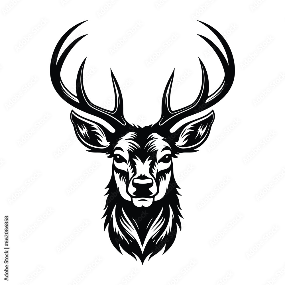 Silhouette of deer, black and white Silhouette of deer, black and white