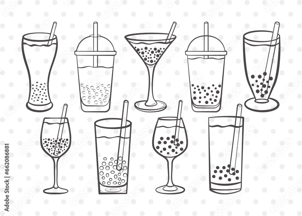 Bubble Tea Clipart SVG Cut File Boba Tea Svg Bubble Milk Tea Svg