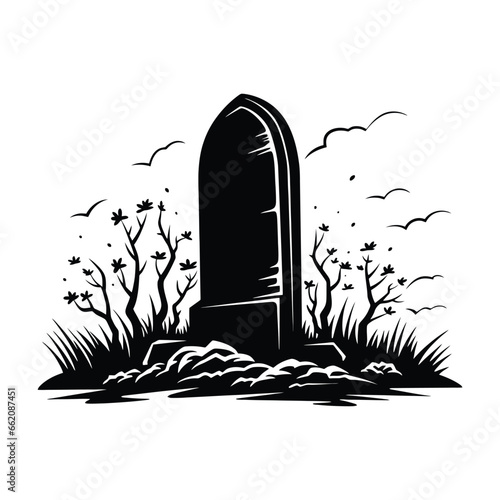 Silhouette of gravestone halloween