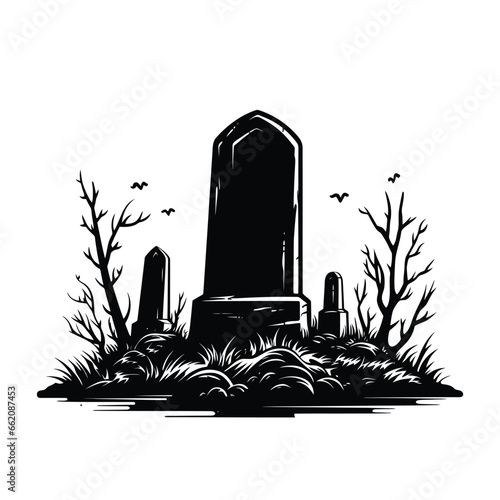 Silhouette of gravestone halloween
