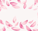 水彩で描いたピンクの花びらのフレーム