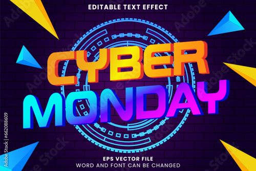 Cyber monday colorful 3d editable vector text effect