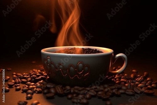 a hot beverage made from roasted coffee beans. Generative AI