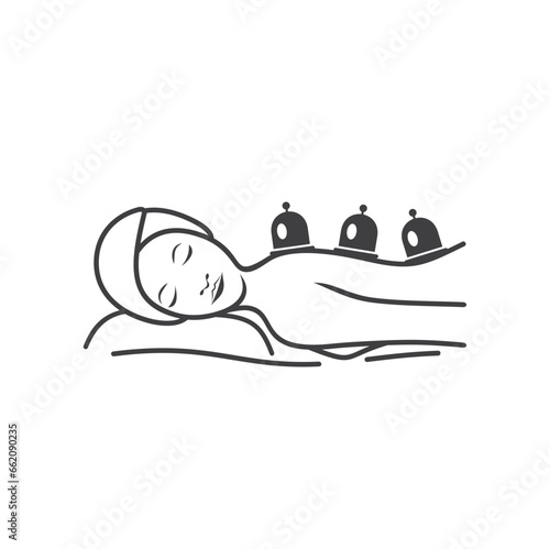 illustration of hijama or cupping therapy Icons in flat vector art.