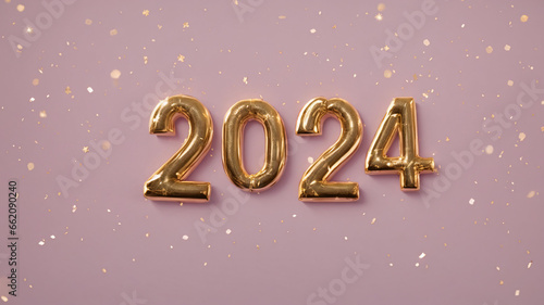 2024 new year on pink background - Generative AI