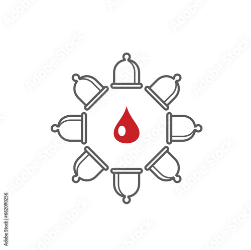 illustration of hijama or cupping therapy Icons in flat vector art.