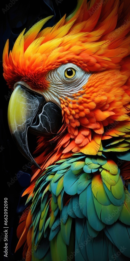 Fototapeta premium A vibrant parrot's face up close