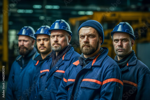 Portrait of a group of workers in the factory. Industrial workers
