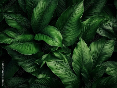 Abstract green leaf texture  nature background  tropical leaf  Generative AI