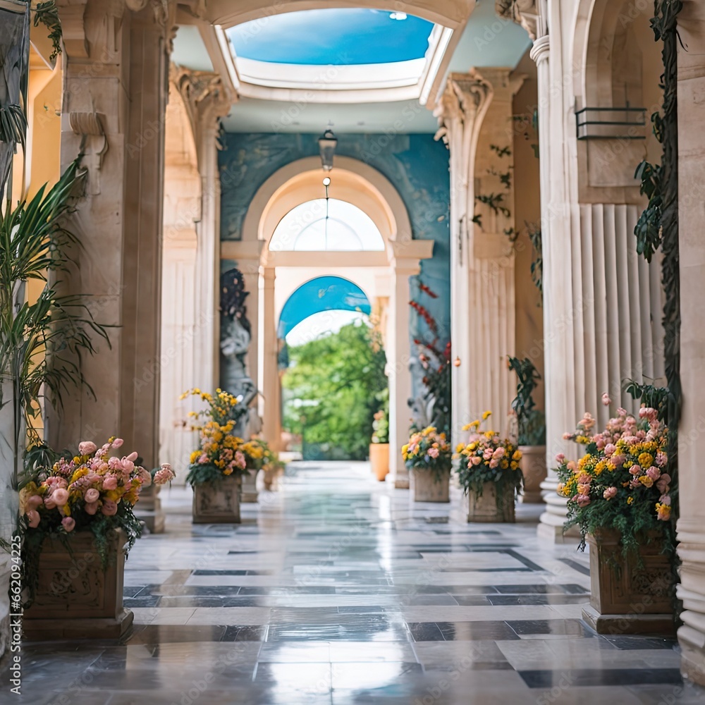 Fototapeta premium Temple columns wedding digital backdrop photography background wedding ancient palace maternity props floral wedding overlays garden props