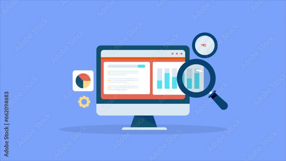 Business intelligence key performance indicator marketing data analytics website performance web traffic monitoring and seo report with graph, chart video animation concept. Business intelligence key performance indicator marketing data analytics website performance web traffic monitoring and seo report with graph, chart video animation concept.