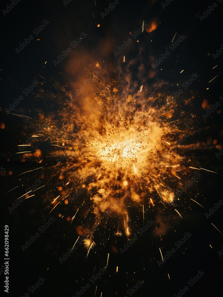 Fototapeta premium Fireworks on black background,created with Generative AI tecnology.