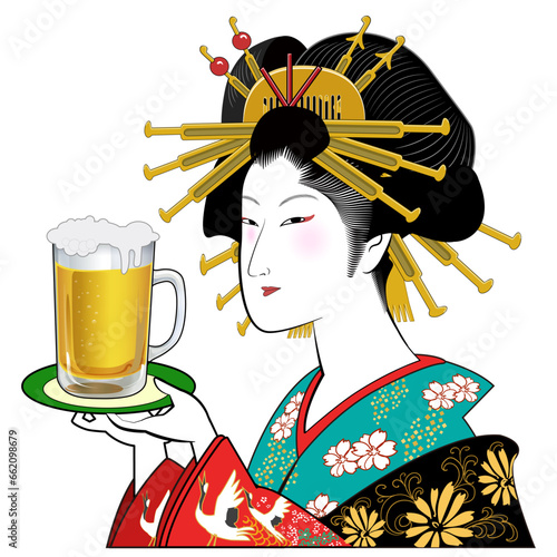 浮世絵美人-ビール
