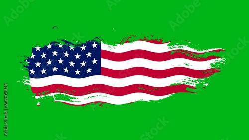Waving American flag motion graphic effect on green screen background.