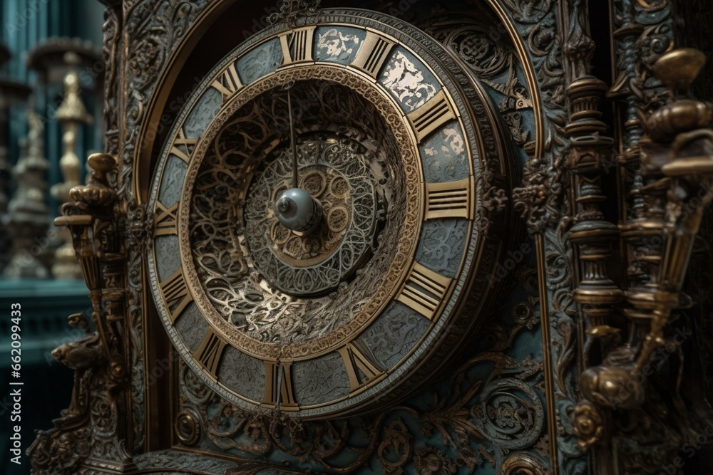 an elaborate clock representing the passing of time. Generative AI