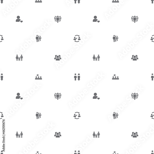 Seamless pattern with figure icon on white background. Included the icons as human, pictogram, people, group, discussion, meeting, profile And Other Elements