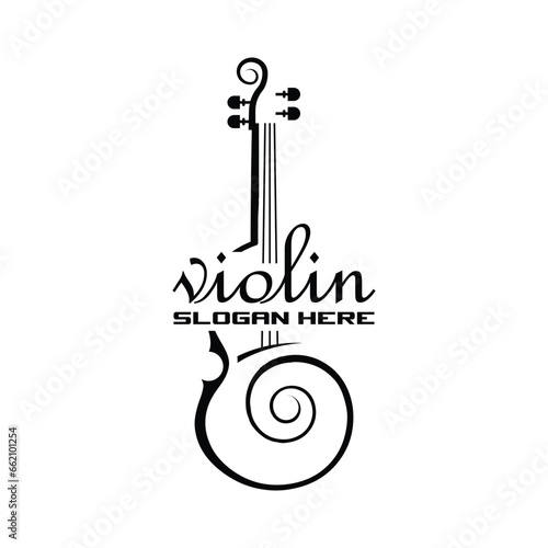 Violin viola fiddle cello instrument black logo design
