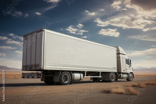 Large truck trailer on a plain background. Generative AI