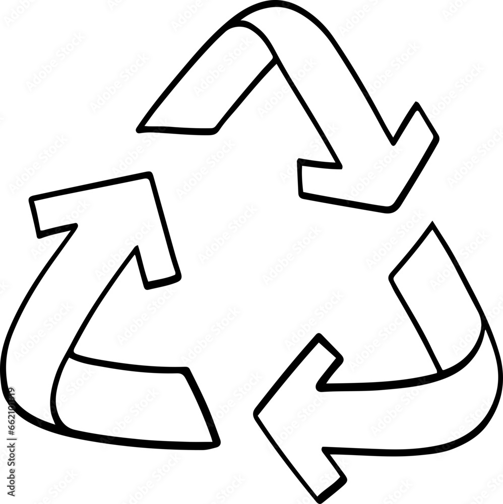 hand drawn recycle sign illustration. hand drawn recycle sign illustration.