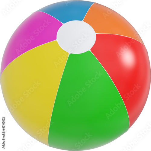 Digital png illustration of big colourful beach ball on transparent background