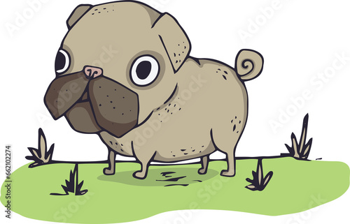 Fototapeta Naklejka Na Ścianę i Meble -  Digital png illustration of brown dog standing on grass on transparent background