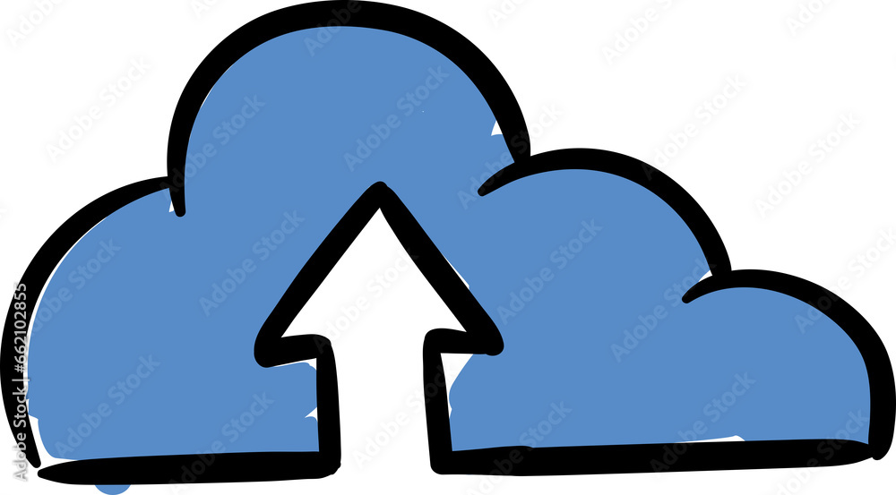 Digital png illustration of blue cloud with arrow on transparent background Digital png illustration of blue cloud with arrow on transparent background