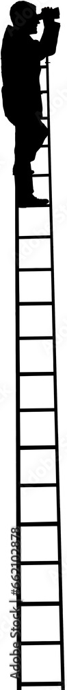Digital png illustration of silhouette of businessman standing on ladder on transparent background Digital png illustration of silhouette of businessman standing on ladder on transparent background