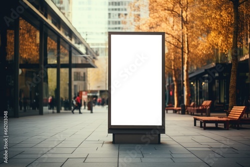 Fototapeta Naklejka Na Ścianę i Meble -  Outdoor ad mockup, fully blurred background. Generative AI.