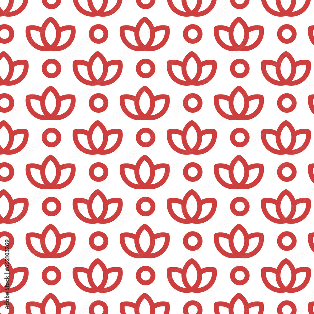 Digital png illustration of red pattern of repeated lotus on ...