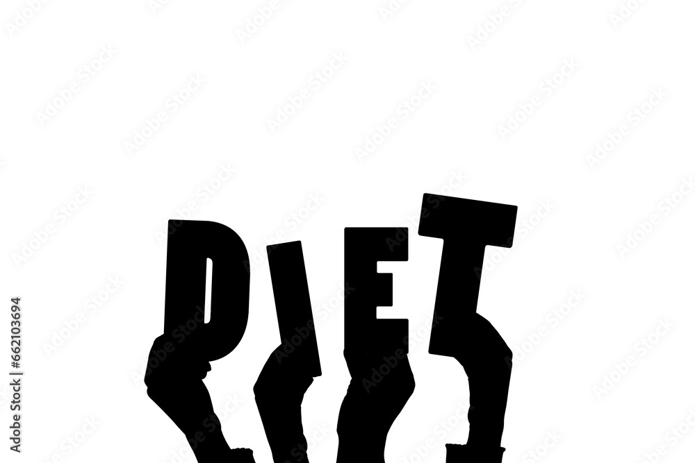 Digital png illustration of hands holding diet text on transparent background Digital png illustration of hands holding diet text on transparent background
