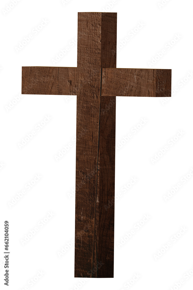 Digital png illustration of wooden cross on transparent background