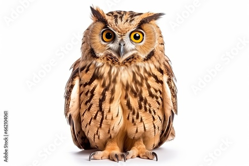 an owl is sitting isolated on white background © Rangga Bimantara