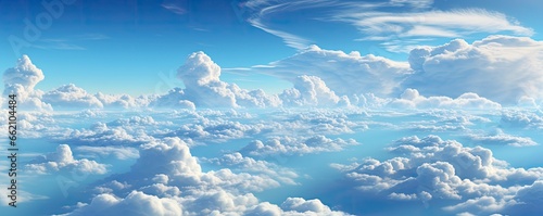 amazing beautiful of blue sky with clouds from above, copy space, Generative AI